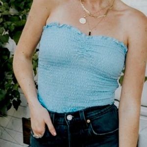 New Blue cropped sleeveless top.Size S